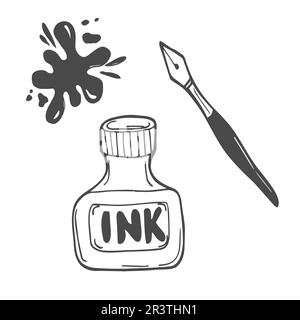 vector set of fountain pen and ink Stock Vector