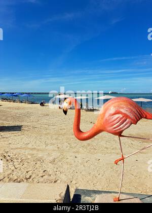 Progreso, Yucatan, Mexico - Nov 23 2022: Port city of the peninsula, a stop for cruise ships docking at its iconic long pier. The Malecon is a promena Stock Photo