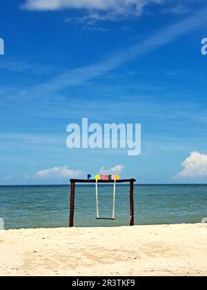 Progreso, Yucatan, Mexico - Nov 23 2022: Port city of the peninsula, a stop for cruise ships docking at its iconic long pier. The Malecon is a promena Stock Photo