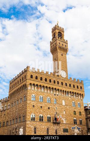 The main landmark of Florence. This massive, Romanesque, fortress-palace is among the most impressive town halls of Tuscany Stock Photo