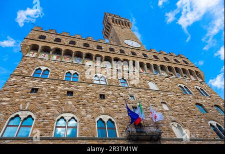 The main landmark of Florence. This massive, Romanesque, fortress-palace is among the most impressive town halls of Tuscany Stock Photo