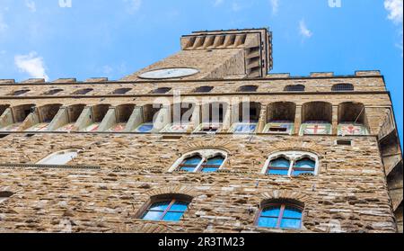 The main landmark of Florence. This massive, Romanesque, fortress-palace is among the most impressive town halls of Tuscany Stock Photo