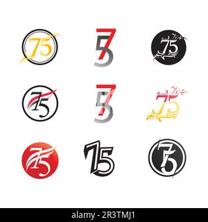number 75 icon set logo design vector Stock Vector