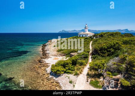 Alcanada Lighthouse in Mallorca, Spain, Europe Stock Photo