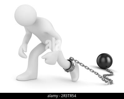 Man with chain ball Stock Photo