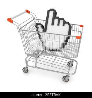 Hand Cursor in Shopping Cart Stock Photo