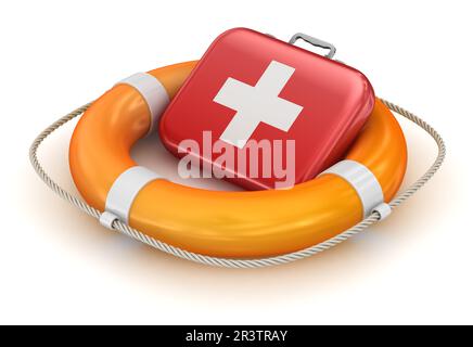 First Aid Kit in Lifebuoy Stock Photo