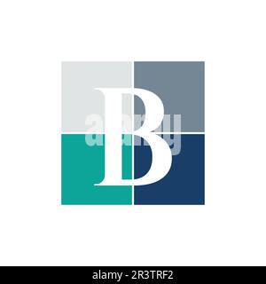 Initial Letter B business corporate logo design. Letter B on four square different color shape with negative space image style design Stock Vector