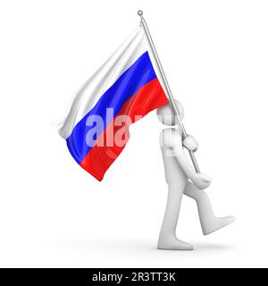 Isolated Russian Flag Waving 3d Realistic Fabric Stock Photo - Download  Image Now - 1991, Asia, Blue - iStock