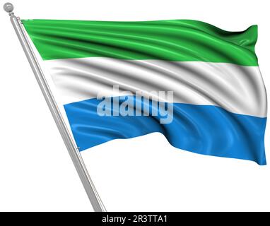 Sierra Leone flag waving isolated on white transparent background Stock ...