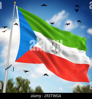 Flag of Equatorial Guinea Stock Photo