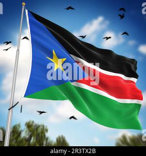 Flag of South Sudan Stock Photo