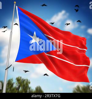 3d rendering of a Puerto Rico flag on a rusty sign isolated on white ...
