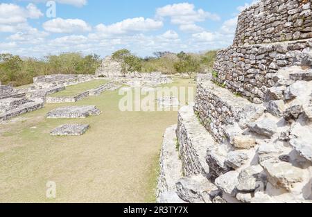 Mayapan, the last of the great Mayan cities, was built as a smaller copy of nearby Chichen Itza, also in Yucatan, Mexico Stock Photo