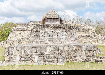 Mayapan, the last of the great Mayan cities, was built as a smaller copy of nearby Chichen Itza, also in Yucatan, Mexico Stock Photo