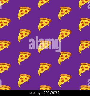 Seamless pizza pattern. Hand drawn pizza illustrations. Vector illustration. Stock Vector