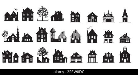 A collection of silhouettes houses vector design. Stock Vector