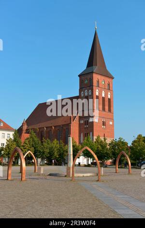 Market Square, St. Mary's Church, Pasewalk, Mecklenburg-Western Pomerania, Germany Stock Photo