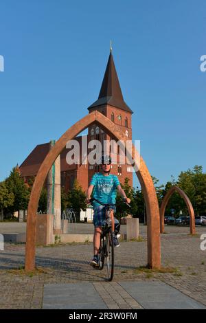 Market Square, St. Mary's Church, Pasewalk, Mecklenburg-Western Pomerania, Germany Stock Photo