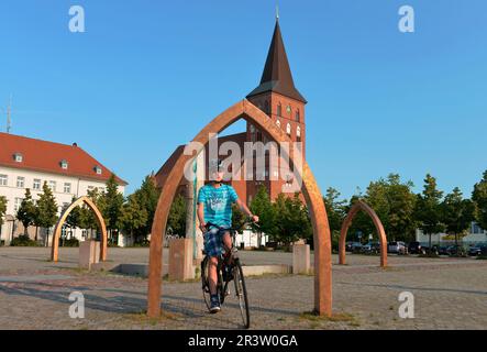 Market Square, St. Mary's Church, Pasewalk, Mecklenburg-Western Pomerania, Germany Stock Photo