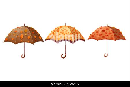 watercolor set vector illustration of colorful autumn umbrella isolated on white background fall concept Stock Vector