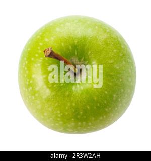 Ripe green apple isolated on white background, closeup Stock Photo