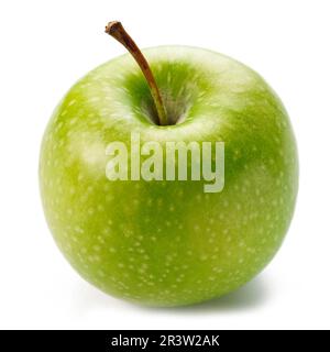 Ripe green apple isolated on white background, closeup Stock Photo
