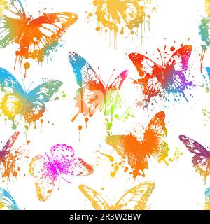 Seamless pattern of colored butterflies. Vector illustration Stock Vector