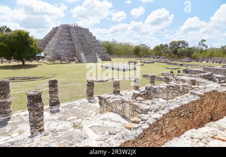 Mayapan, the last of the great Mayan cities, was built as a smaller copy of nearby Chichen Itza, also in Yucatan, Mexico Stock Photo