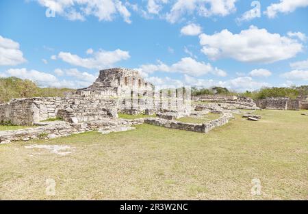 Mayapan, the last of the great Mayan cities, was built as a smaller copy of nearby Chichen Itza, also in Yucatan, Mexico Stock Photo