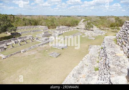 Mayapan, the last of the great Mayan cities, was built as a smaller copy of nearby Chichen Itza, also in Yucatan, Mexico Stock Photo