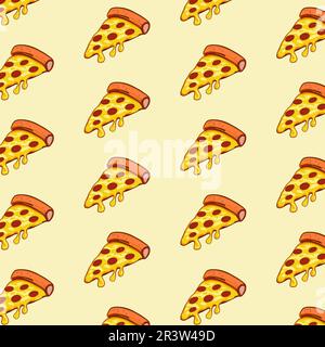 Seamless pizza pattern. Hand drawn pizza illustrations. Vector illustration. Stock Vector