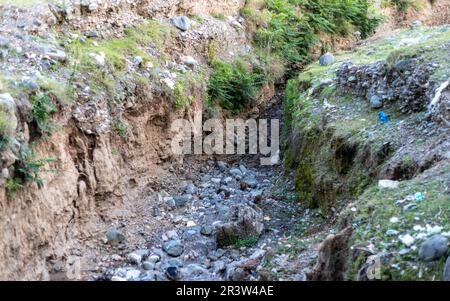 Erosion of the land in the countryside of Pakistan Stock Photo