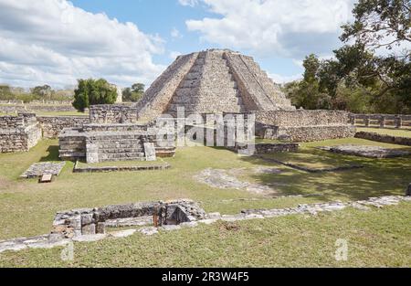 Mayapan, the last of the great Mayan cities, was built as a smaller copy of nearby Chichen Itza, also in Yucatan, Mexico Stock Photo