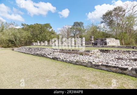 Mayapan, the last of the great Mayan cities, was built as a smaller copy of nearby Chichen Itza, also in Yucatan, Mexico Stock Photo