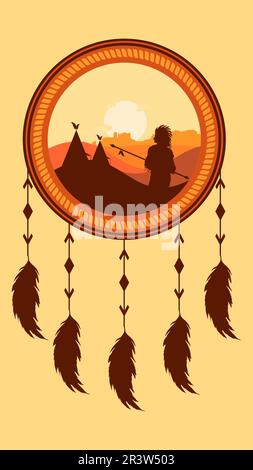 apache hanging decoration vector graphic with arizona view Stock Vector