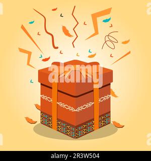 gift box native america day celebration with Apache traditional decoration Stock Vector