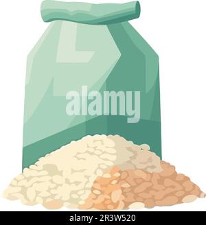 Organic rice in packet, isolated illustration Stock Vector