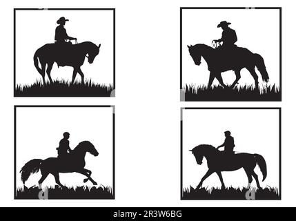 Horse rider silhouettes vector design template Stock Vector