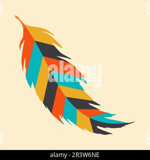 vector feathers with typical apache tribal patterns Stock Vector