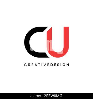 Creative simple minimalist letter CU logo design vector illustration Stock Vector