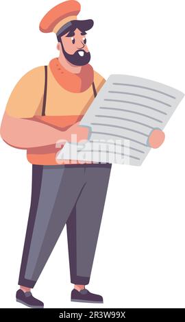 successful man holding a document, standing Stock Vector