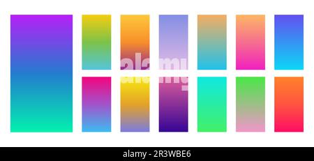 Modern screen design gradient mobile app. Bright colorful pink green blue red design ui smartphone screen background theme. Stock Vector