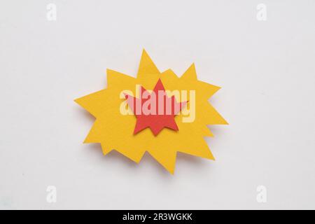 Paper bursting speech star on white background, top view. Space for text Stock Photo