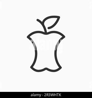 Organic waste line icon apple core sign. Food quality stroke design element, garbage trash organic waste icon Stock Vector