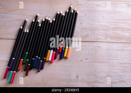 photo of colored pencils for drawing lying on the table Stock Photo