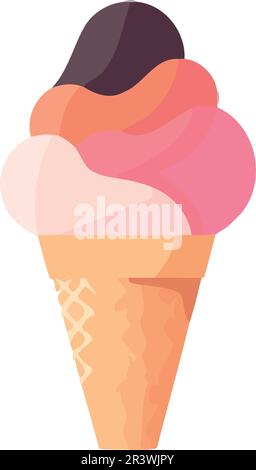 Sweet ice cream cones in multi colored pattern Stock Vector