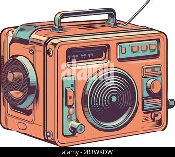 old fashioned radio and antique boom box Stock Vector