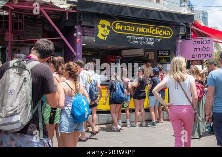 Tel Aviv, Israel - May 18, 2023 :Israeli people shopping at Carmel Market (Shuk HaCarmel) in Tel Aviv, Israel.It's a very popular marketplace in Tel A Stock Photo