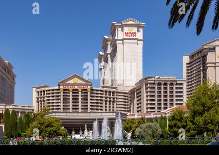 Las Vegas, USA - June 16, 2012: Caesar's Palace on the Vegas Strip in Las Vegas with fountain in front. Stock Photo